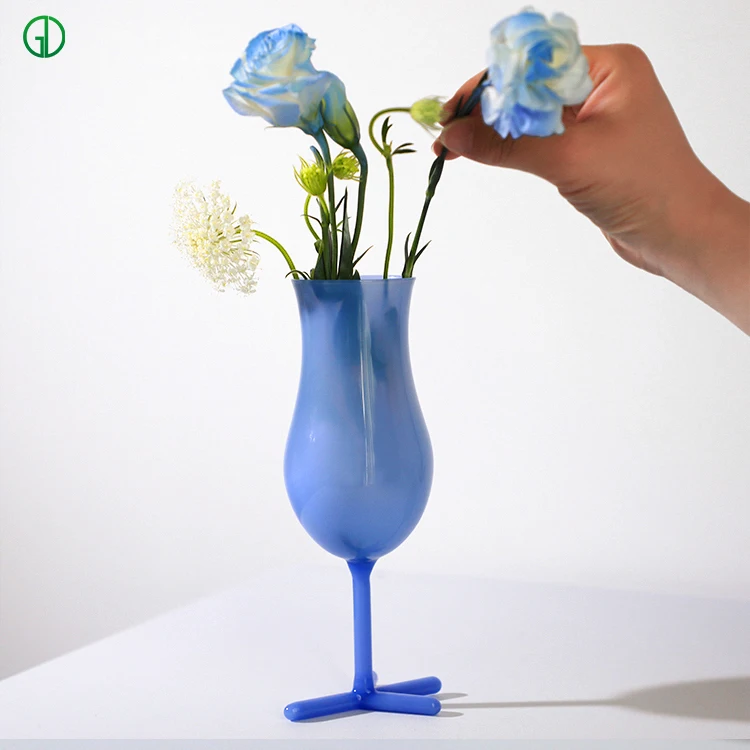High Quality colored glass flower vases glass & crystal vases home decor glass bud vase