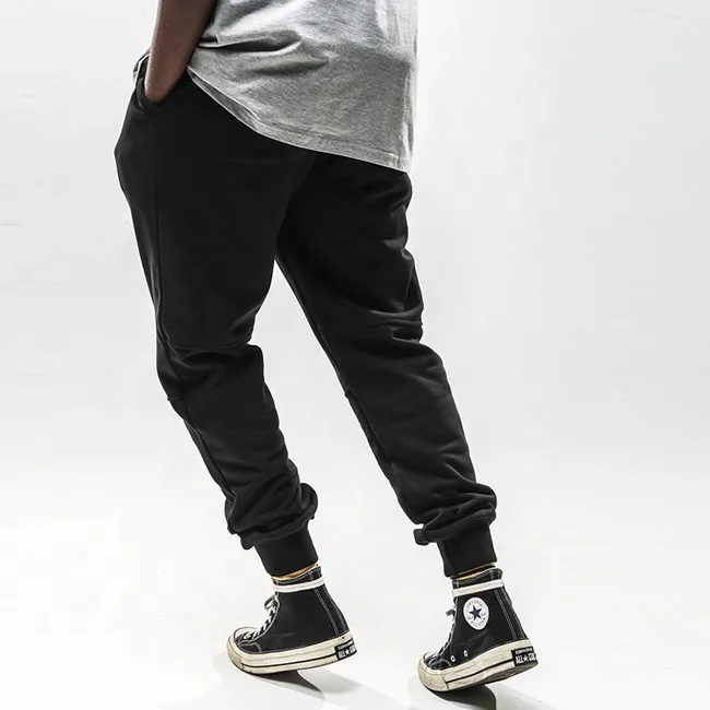 OEM high quality solid color elastic drawstring cotton patchwork jogger pants casual workout sweatpants couple streetwear stock