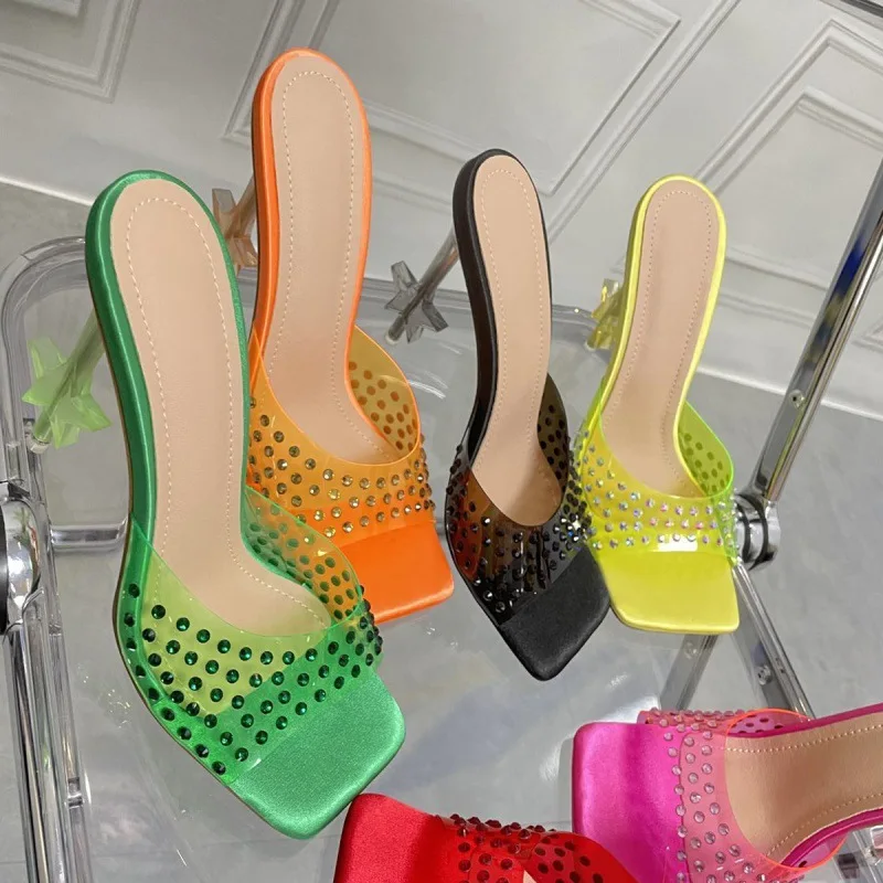 xsd277  2022 new trends brand design clear jelly pvc slipper high heel shoes women