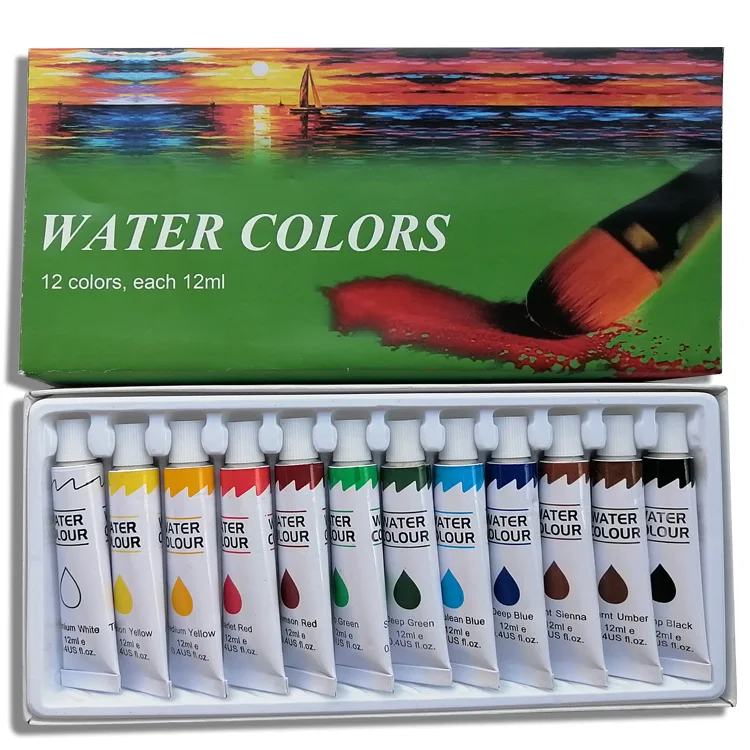 High Quality 12/18/24 Colors 12ml Water Color Paint Set Professional watercolor paint for artist painting