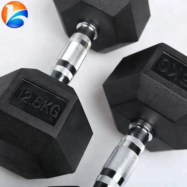 Wholesale manufacturer Home Use Free Weights Black Rubber Coated Cast Iron Hex Dumbbell Set For Gym Free Weight Training