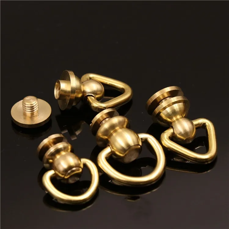 Solid Brass Rivet Buckles Decorative Round Head Button Studs for Leather Bag Snap Head Hook Connector Buckle