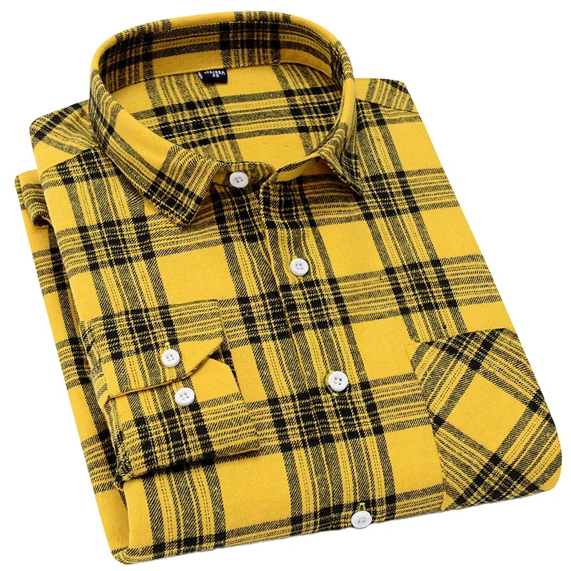 Мужская рубашка в клетку на весну и осень, Молодежная рубашка с начесом и длинными рукавами, Мужская Студенческая облегающая Осенняя мужская рубашка, топы