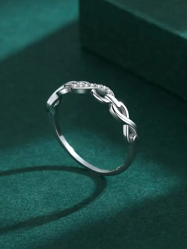 Cheap Minimalist Cute S925 Sterling Silver Ring, Unusual Geometric Design Finger & Pinky Ring For Women