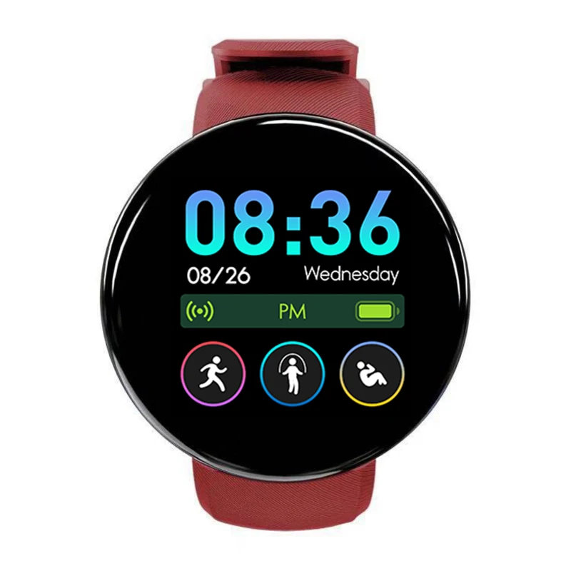 2022 new arrivals d18 bt bracelet smart watch 1.44 inch round screen heart rate blood pressure waterproof smartwatch 116