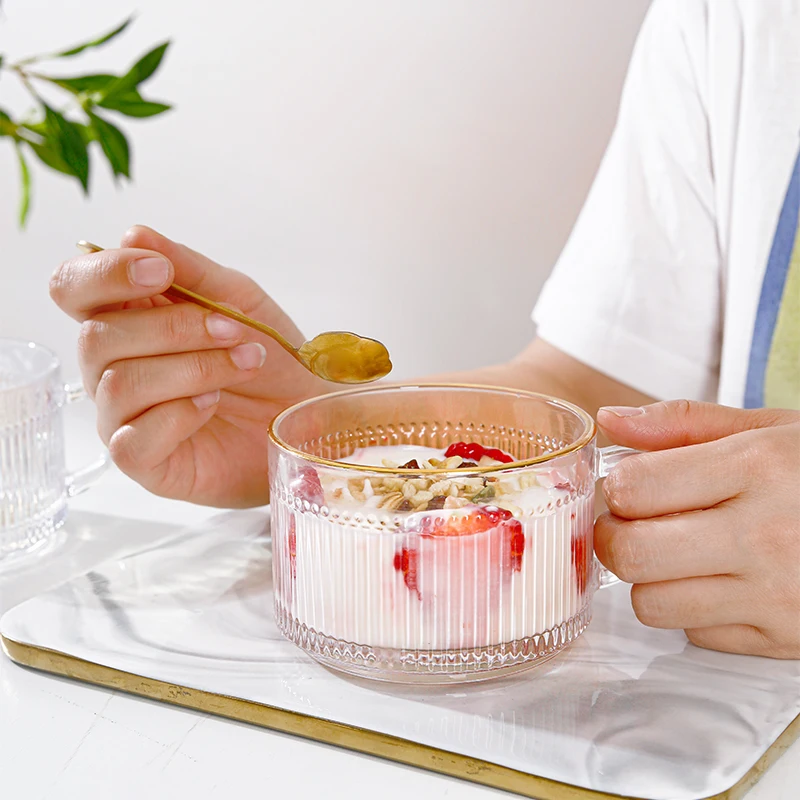 ZC Niche design sense ins large bore relief glass mug retro high appearance level glass iced coffee cup breakfast milk cup