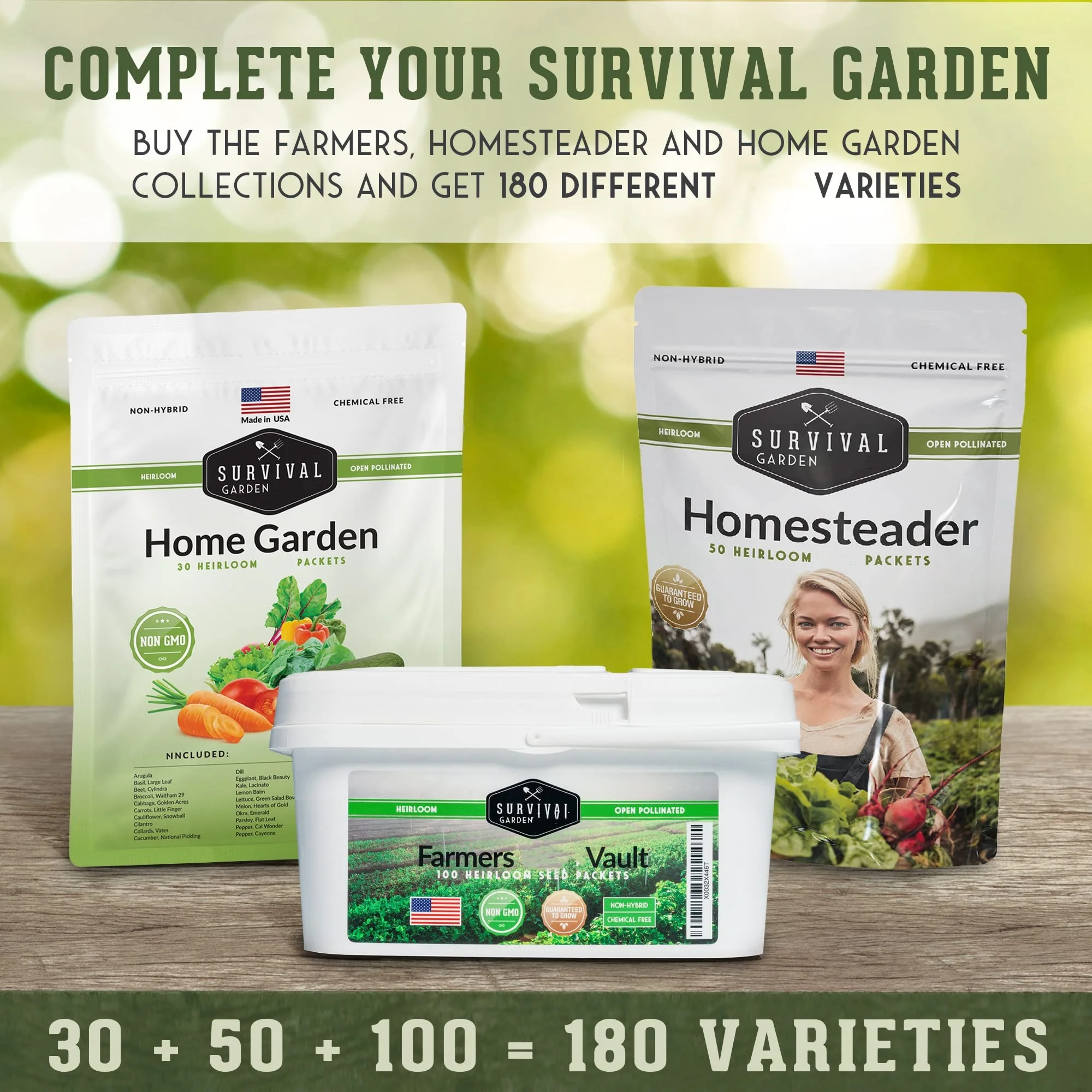 30 Pack with 18,500+ Non-GMO Heirloom Vegetable, Fruits, Herb Seed Varieties for Planting