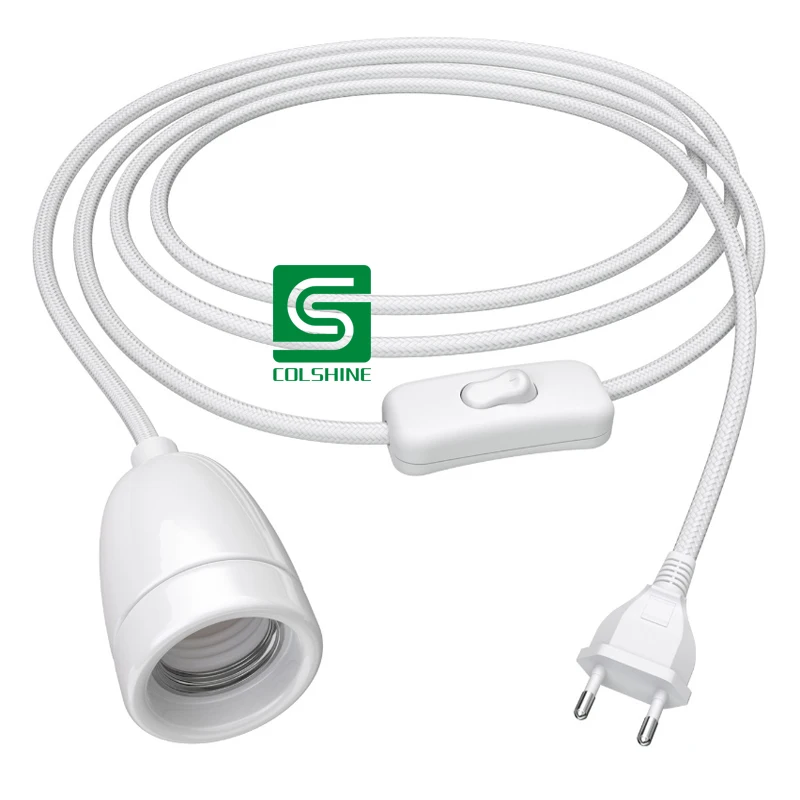 E27 Edison Bulb Holder Porcelain Lampholder Pendant Light Socket Cord Set DIY Pendant Lighting