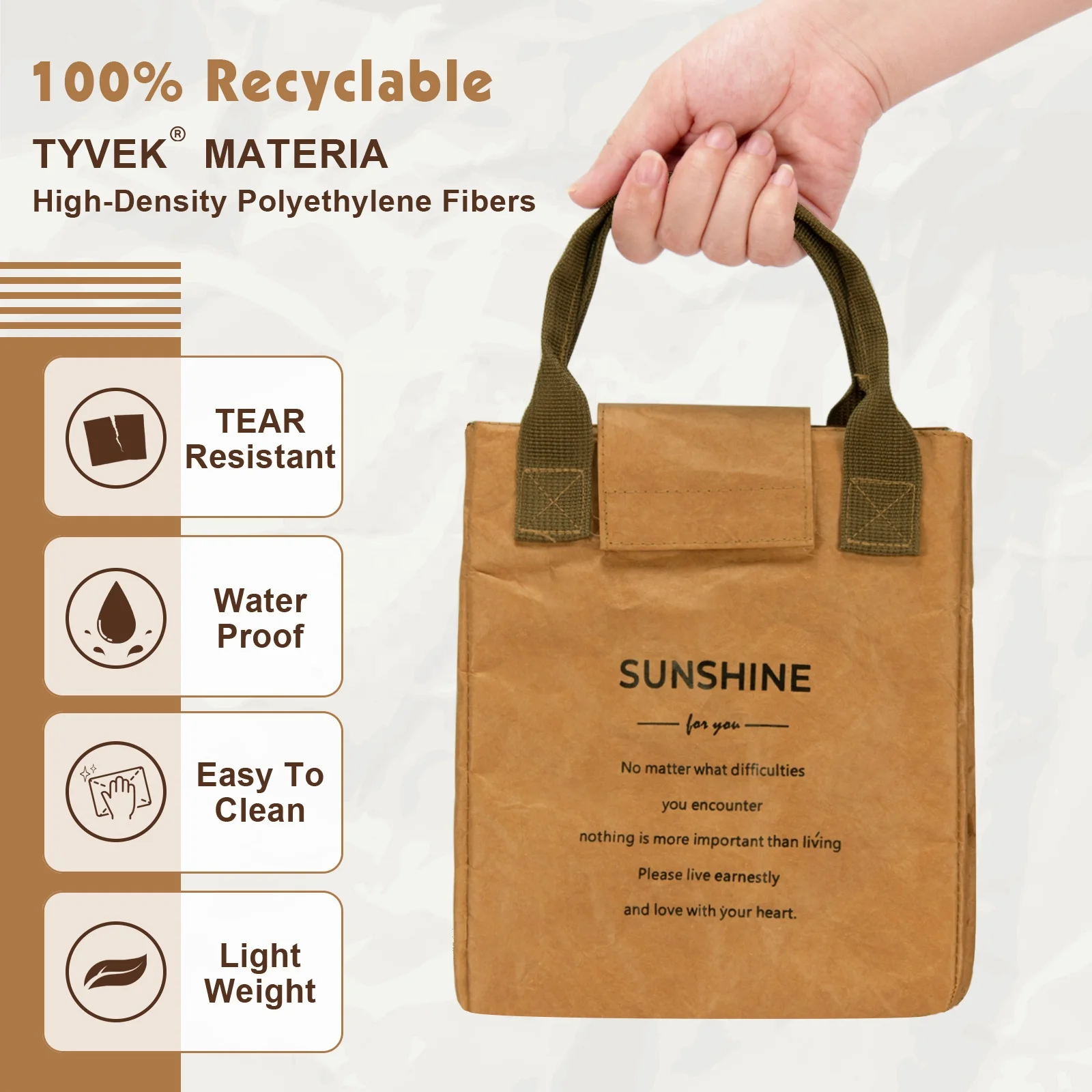 Fashion New Arrival Luxury Plain Coloured Customized Travel Eco Tyvek Handbag Factory Direct Wholesale Dupont Paper Tote Bag