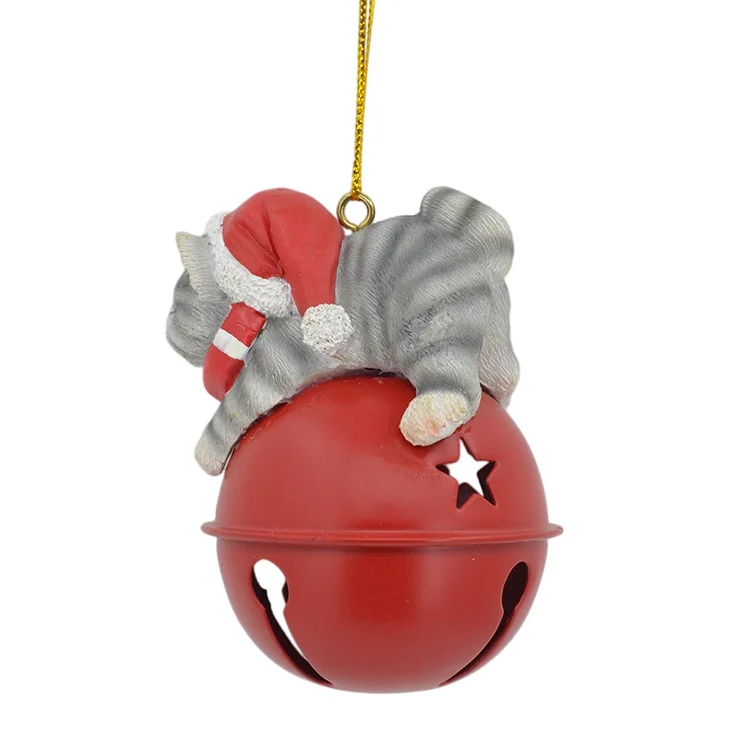 Custom Cat Xmas Bell Hanging Wall Decor Christmas Bell Decoration Ornament Pendant Gifts Resin Crafts