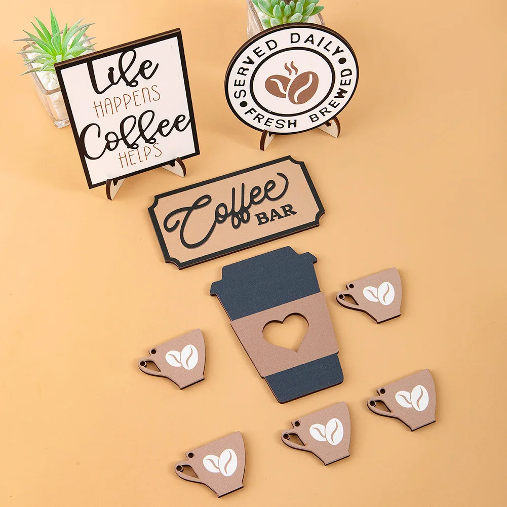 Coffee coffee series layered pallet decoration Wooden craft desktop settings set