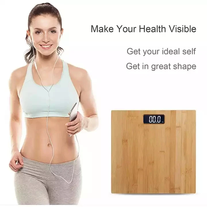 Domestic Bathroom Scale Weighing Scale Bamboo 2 AAA Power Battery Pattern Bathroom Health Tray New Arrival
