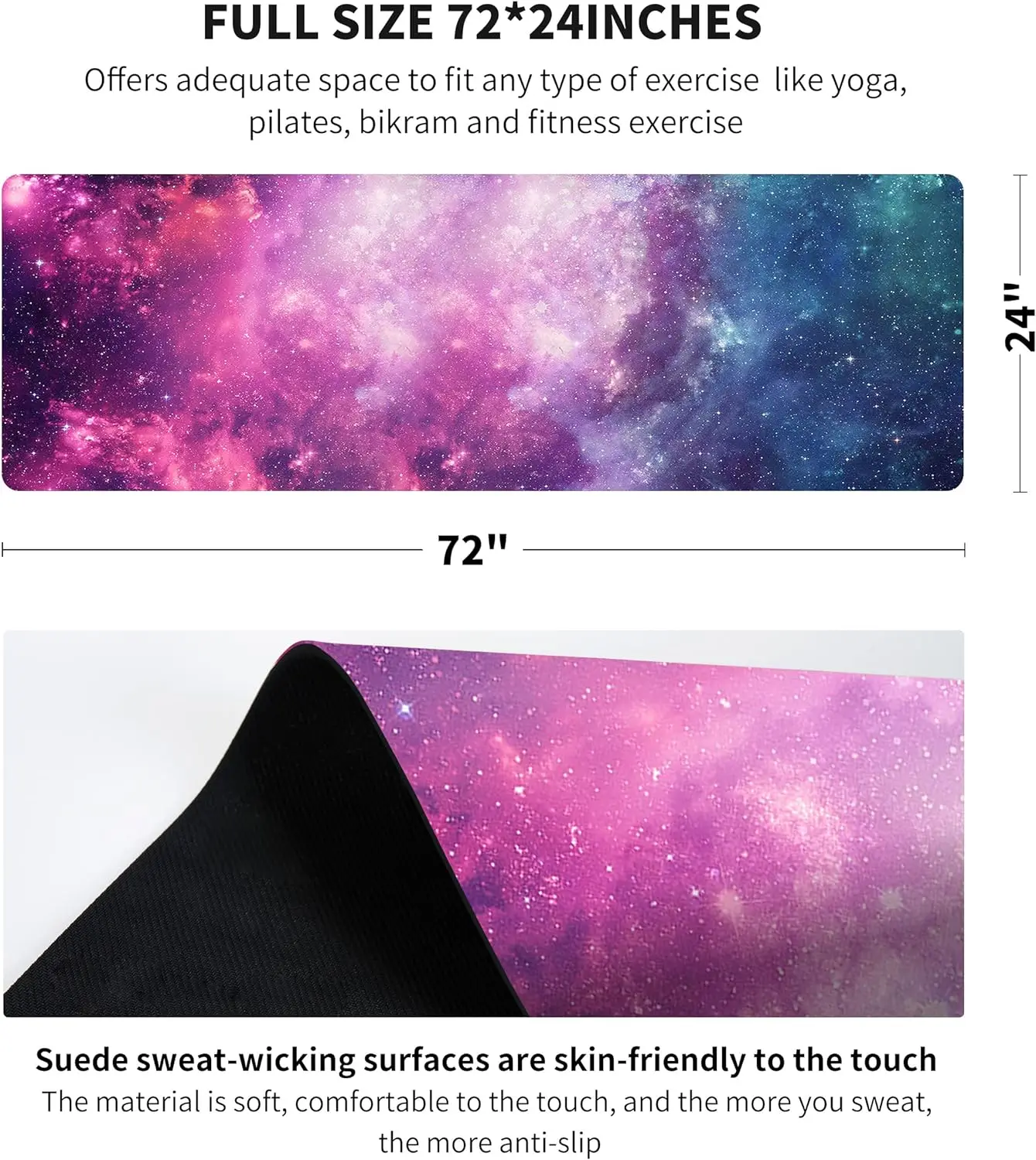 Hot Selling Durable 1.5mm Pilates Suede Mats Custom Logo Eco-friendly Natural Rubber Suede Sticky Yoga Mat