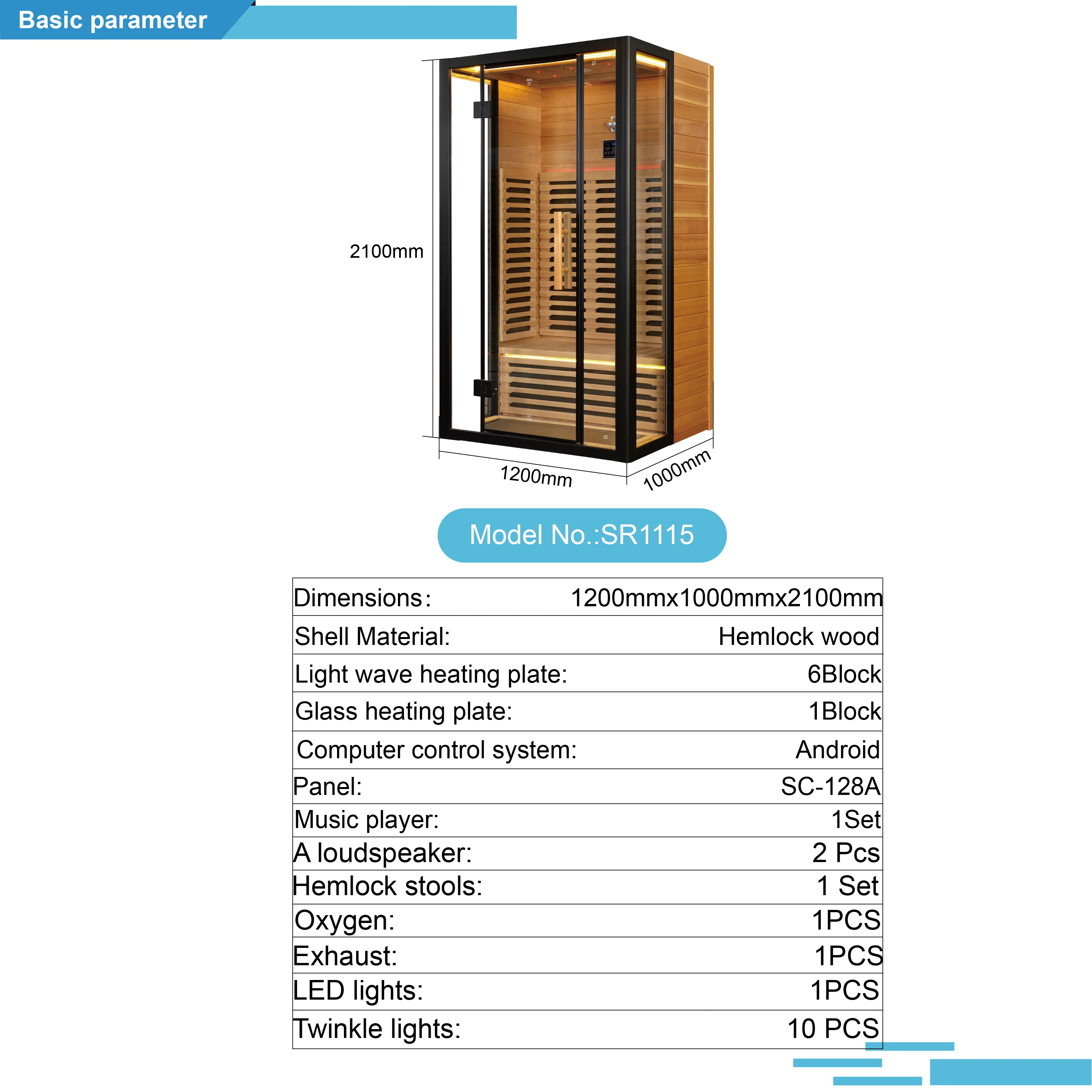 Sunrans Modern Style Far Infrared Indoor Sauna 2 Person Sauna Room With Cedar Wood For Home