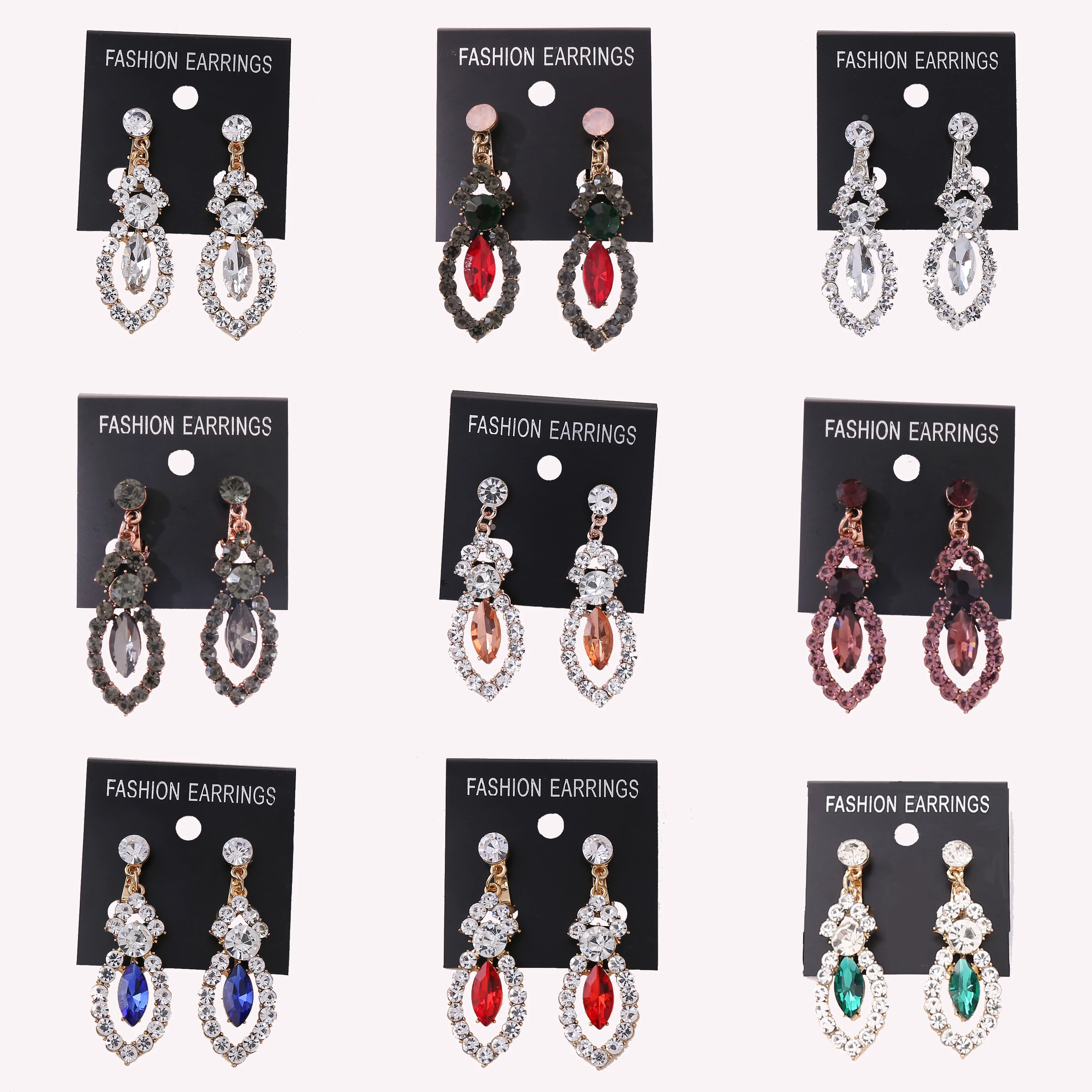 Hot-Selling Popular Korean Rhinestone Earrings Zircon  Alloy Stud Clip Earring