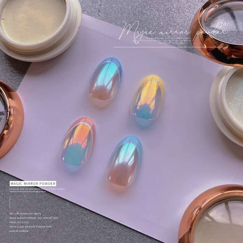Nail art Magic Mirror Glitter gloss white Aurora moonlight Magic Mirror Effect Nail Powder