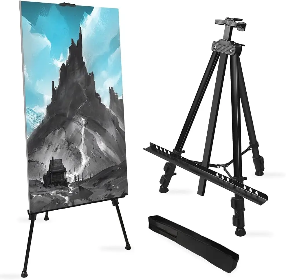 Artist Easesl Stand Aluminum Metal Adjustable Easel For Painting Canvases Portable Metal Display Stand With  Bag