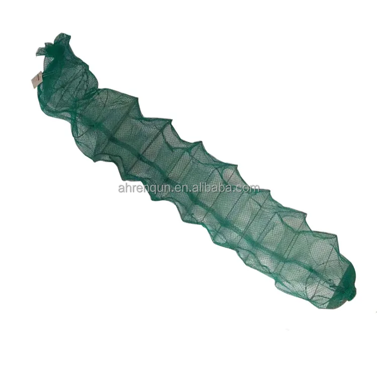 PE Knotless Multifilament Mesh Foldable Long Train Fishing Net Fish Crab Shrimp Trap Cage