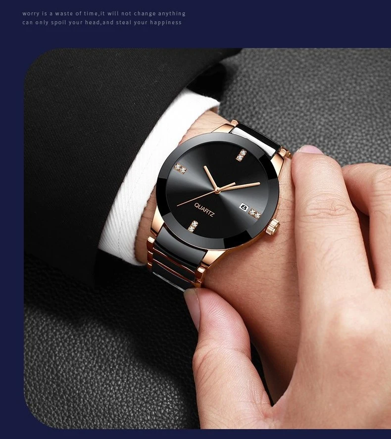 ceramic luxury  couple watch waterproof quartz oem brand hands wristwatches custom logo wrist mens watches in wristwatches