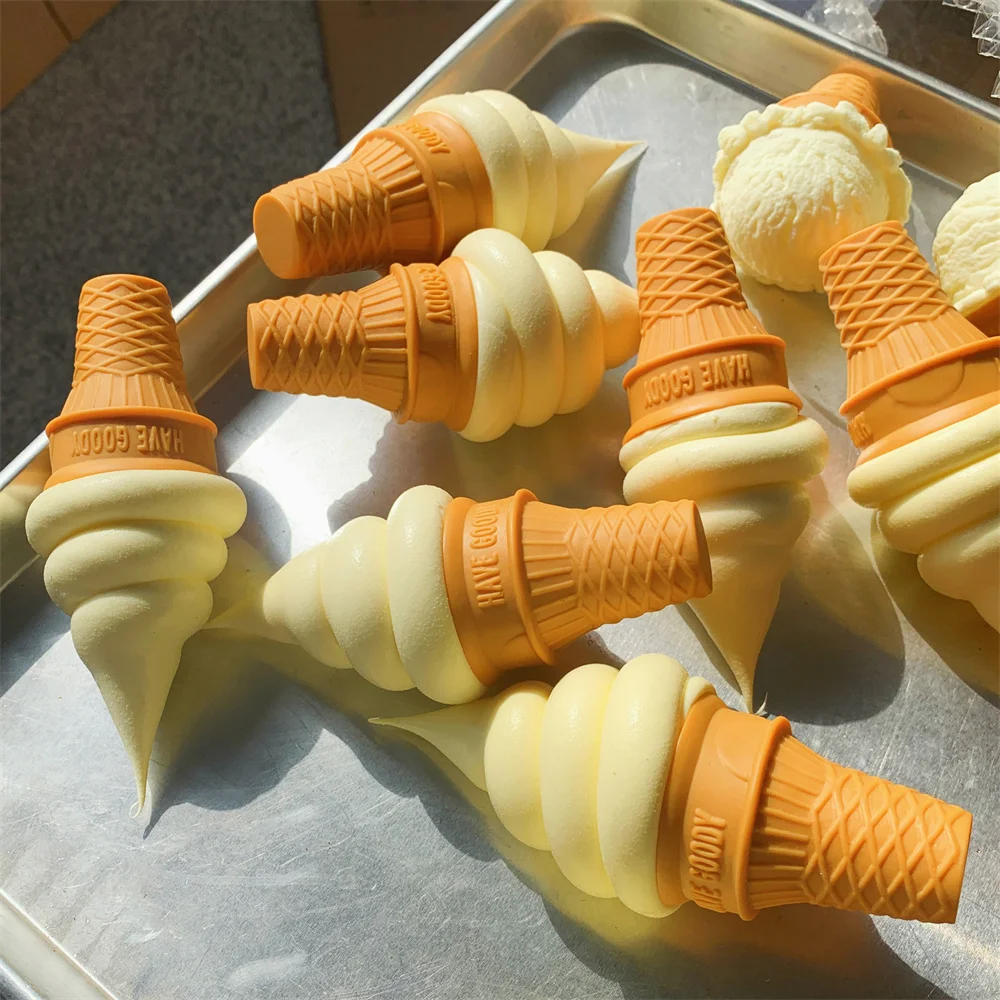 Doll Bar Small Gourmet Ice Cream Social Set Resin Kit Vanilla Soft Serve Play Toys Faux Scoop Model Kitchen Cute Drop Resistant