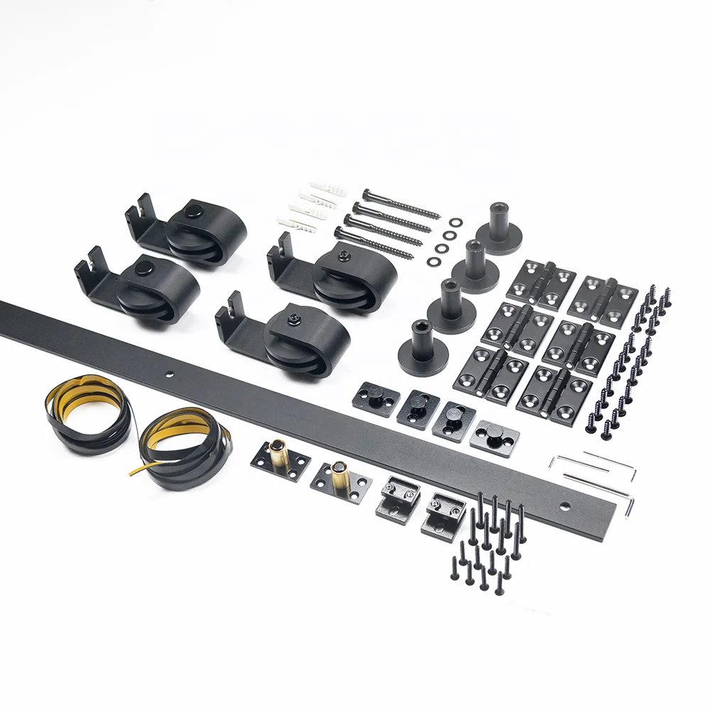 6.6FT Black Bi-Folding Barn Sliding Door Hardware Track Kit