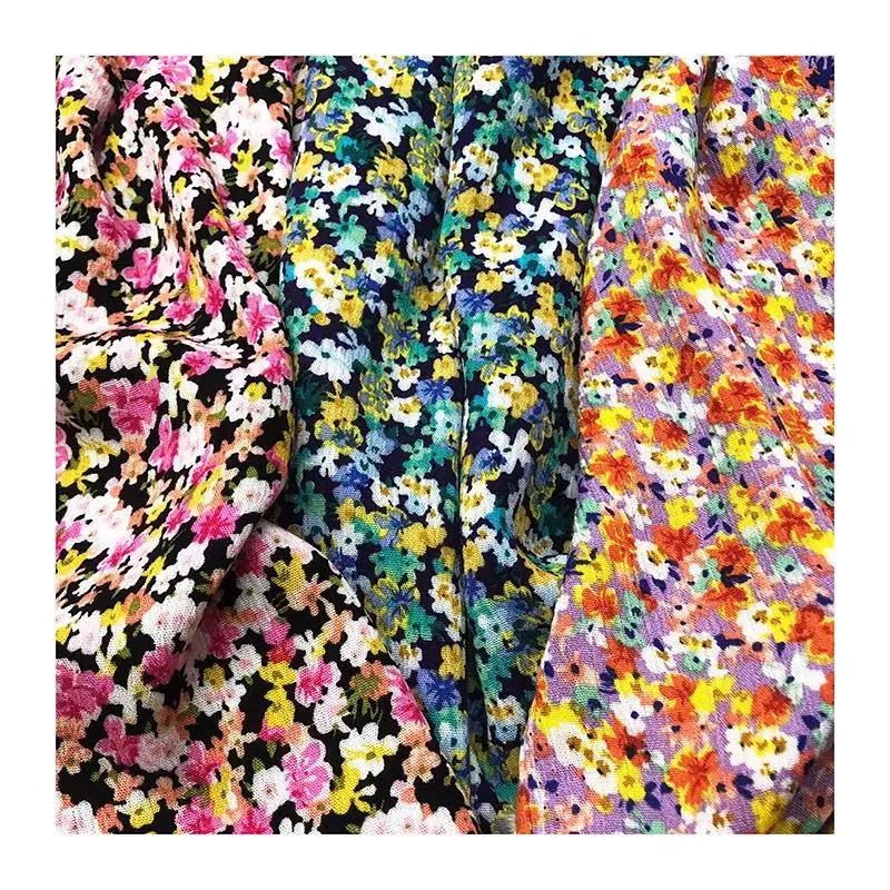 Вискозная ткань с принтом из вискозы небольшой цветочный принт обычная крепированная искусственного шелка для сомалийского платья baati