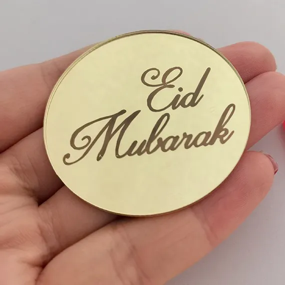 
Laser Acrylic Disc Eid Mubarak Cupcake toppers For Cake Decor Tag 