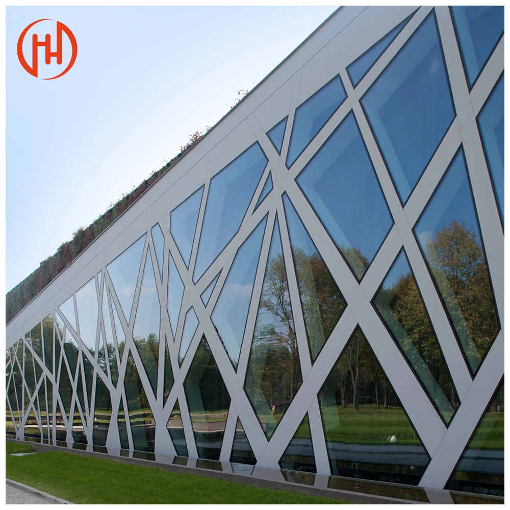 Professional Customized curtain wall for commercial building glass window wall Tempered Low-e spider for School and hospital