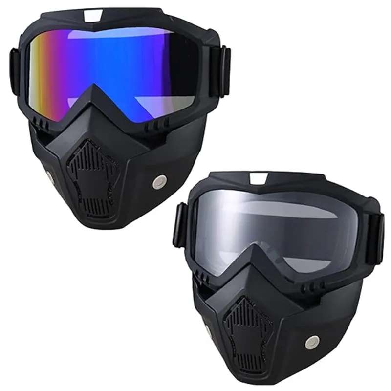 Motorcycle Goggles Paintball Mask, Detachable Face Mask ATV Goggles, Dirt Bike Goggles Safety Goggles for Men Women