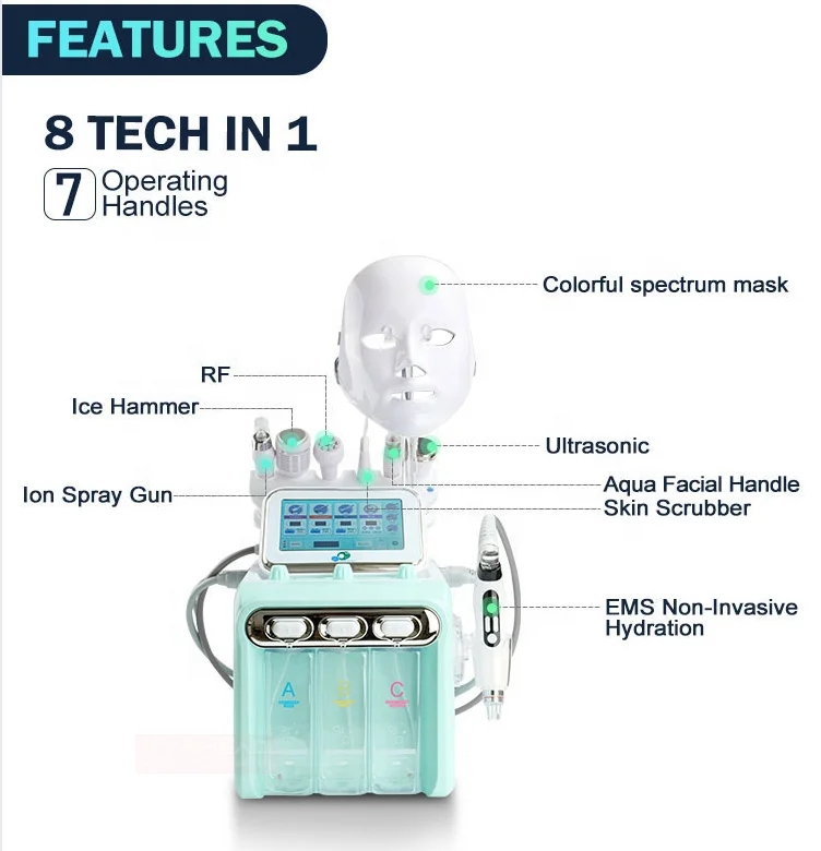 Multifunctional Hydro Water Oxygen Small Bubble Facial Machine H2O2 Skin Care Jet Peel Hydrogen Aqua Beauty Device