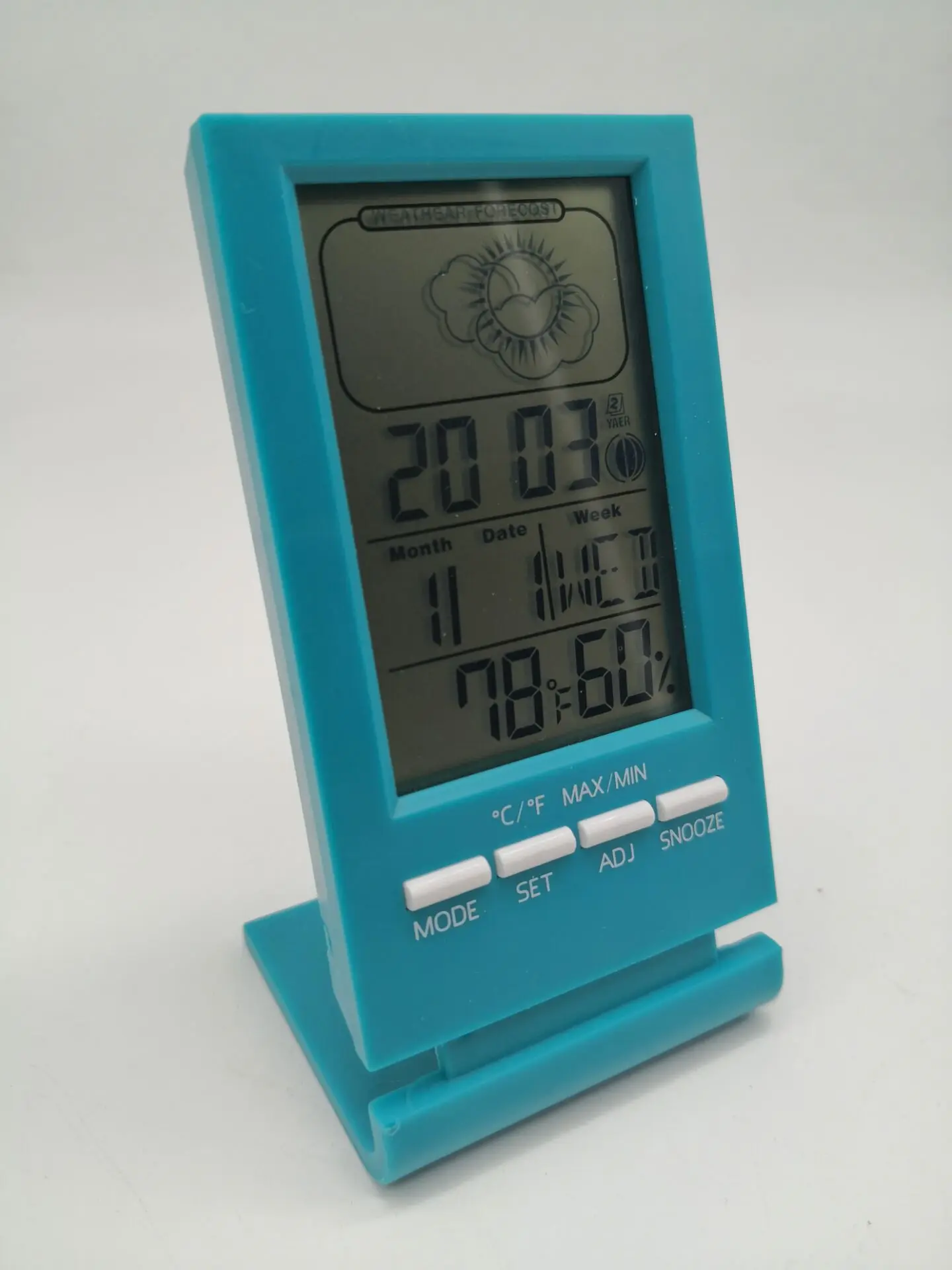 Portable Thermometer Hygrometer Clock Temperature Humidity Monitor Digital  thermometer with Weather Station