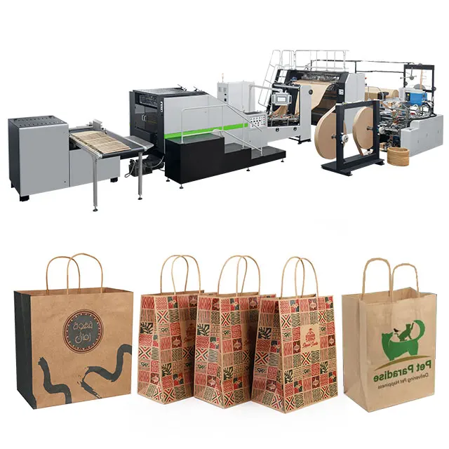 ROKIN BRAND AUTOMATIC PAPER SHOPPING BAG MAKING MACHINE WITH ROPE AND FLAT HANDLES