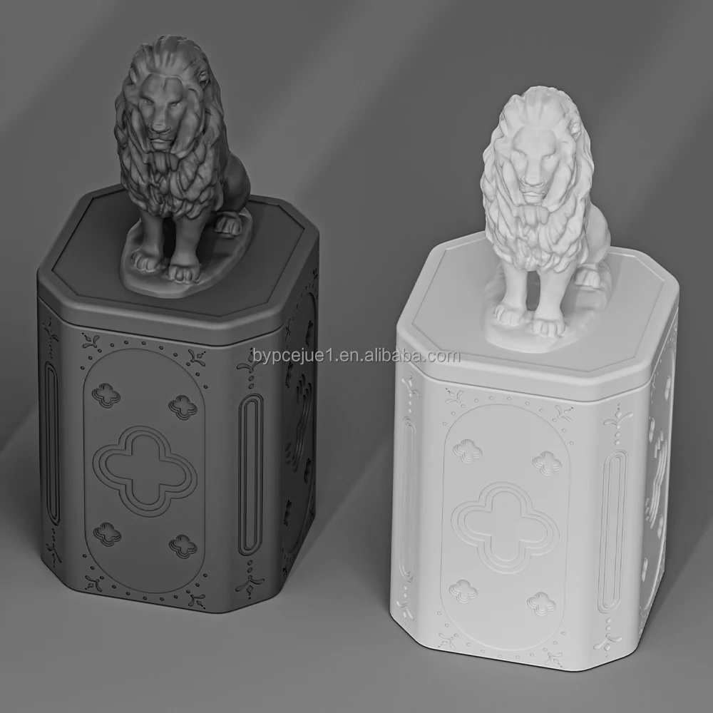 Latest Nordic Concrete Candle Vessels Customized Color Lion Candle Container Unique Design Cement Holders for Decor