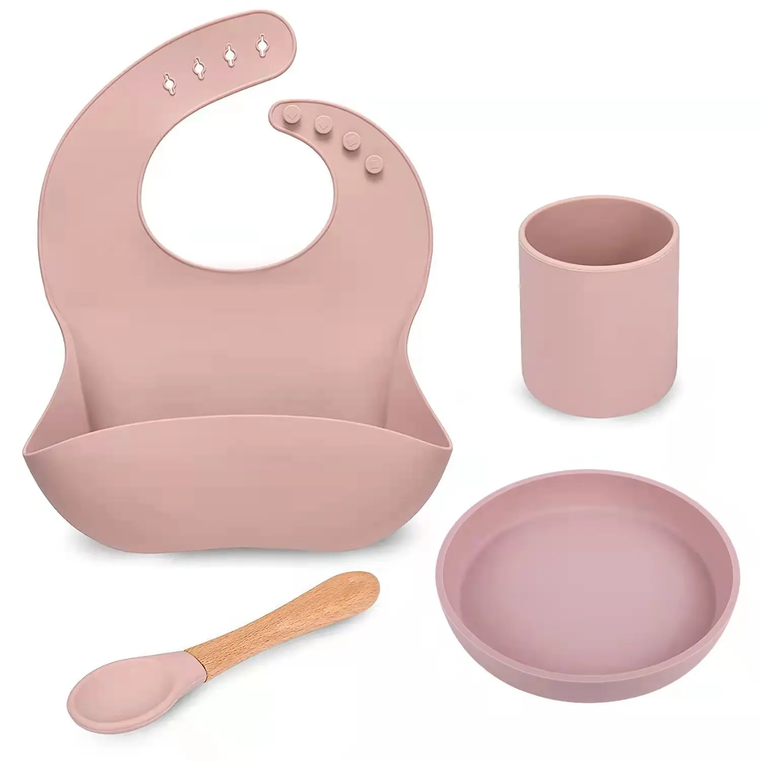 4pcs Natural Coloured Waterproof Food Grade Bpa Free Silicone Baby Feeding Set Toddler Kids Children Baby Silicone Tableware Set