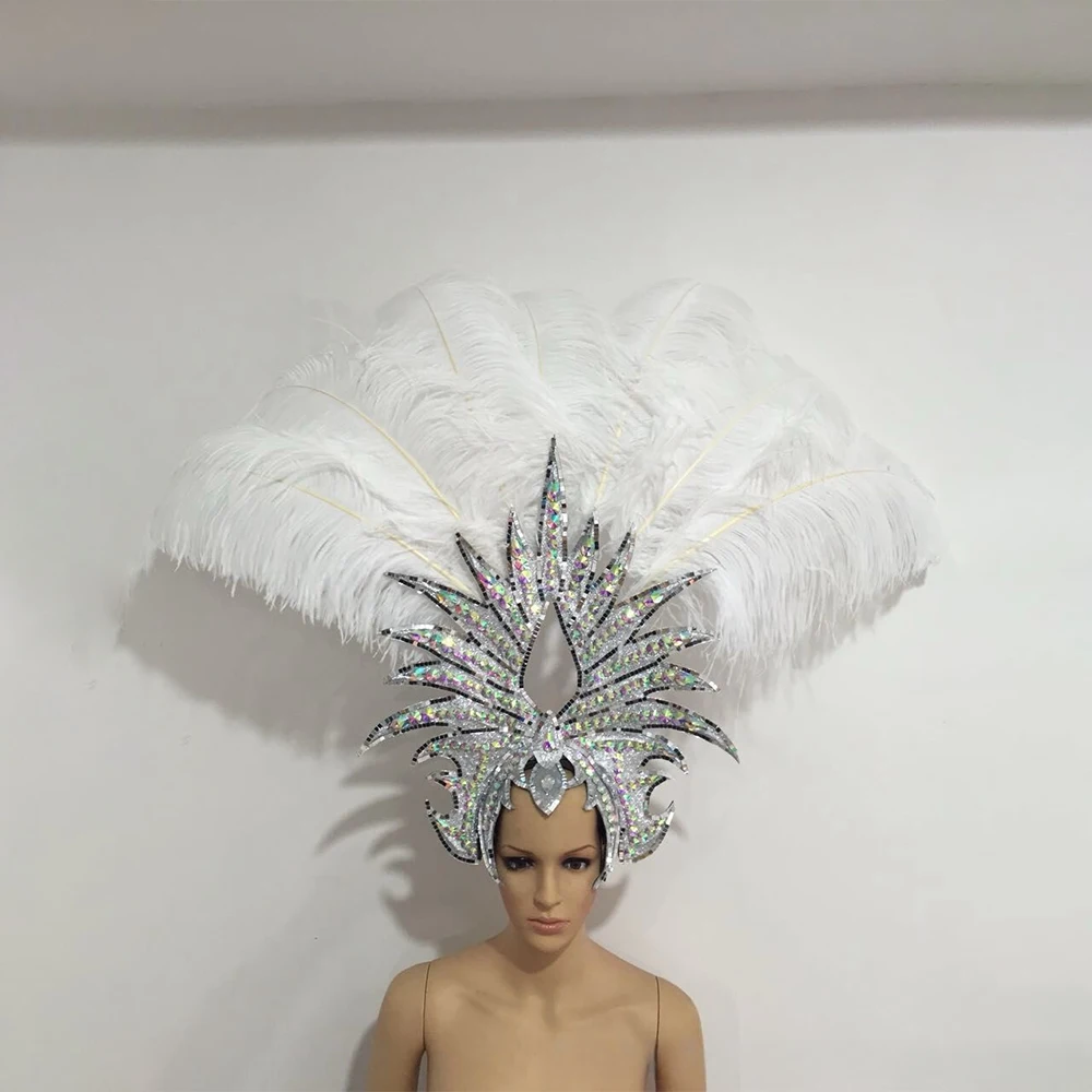 Handmade Samba Dance Ostrich Feather Headwear Halloween Hair Accessories Party Supplies