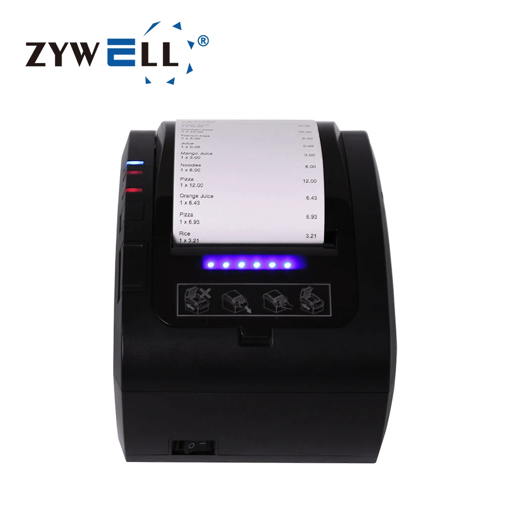 ZY606 2-дюймовый Термальный чековый принтер ZYWELL USB Серийный Lan принтер 80 мм Принтер для билетов