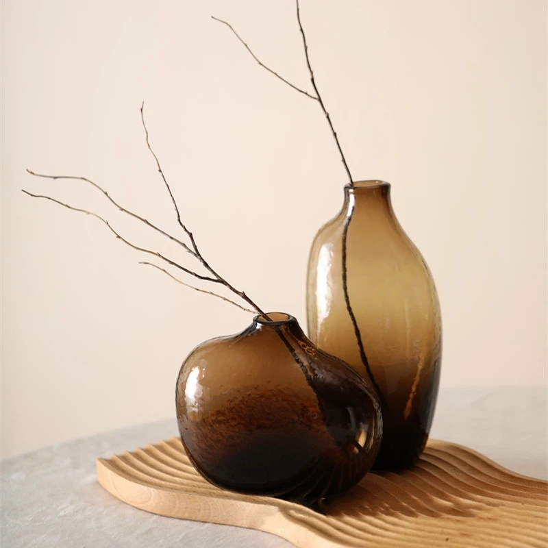 Japanese Geometric Irregular Dry Glass Vase for Home Decoration Wedding Center Piece Arrangement Glass Clear Flower Minimalist