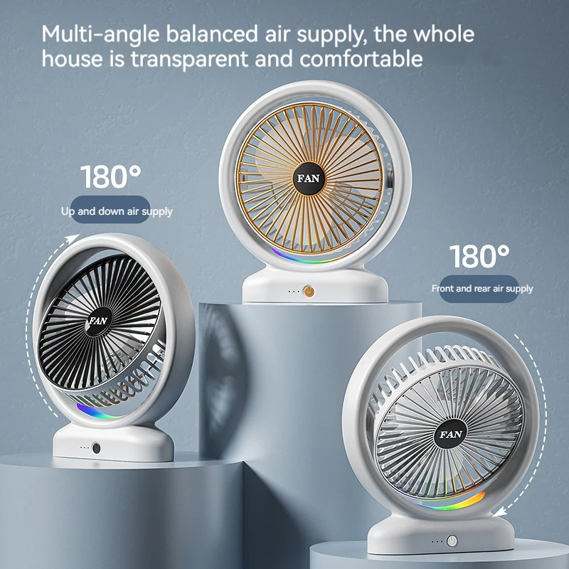 New Design Factory Price electric 3 speed control usb table fan portable mini hand rechargeable fan with light