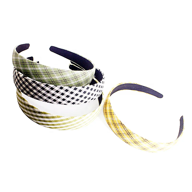 Fashion Hair Accessories Girls Cute Cross Grid Cloth Headband Wide Edge Lattice Hair Bands