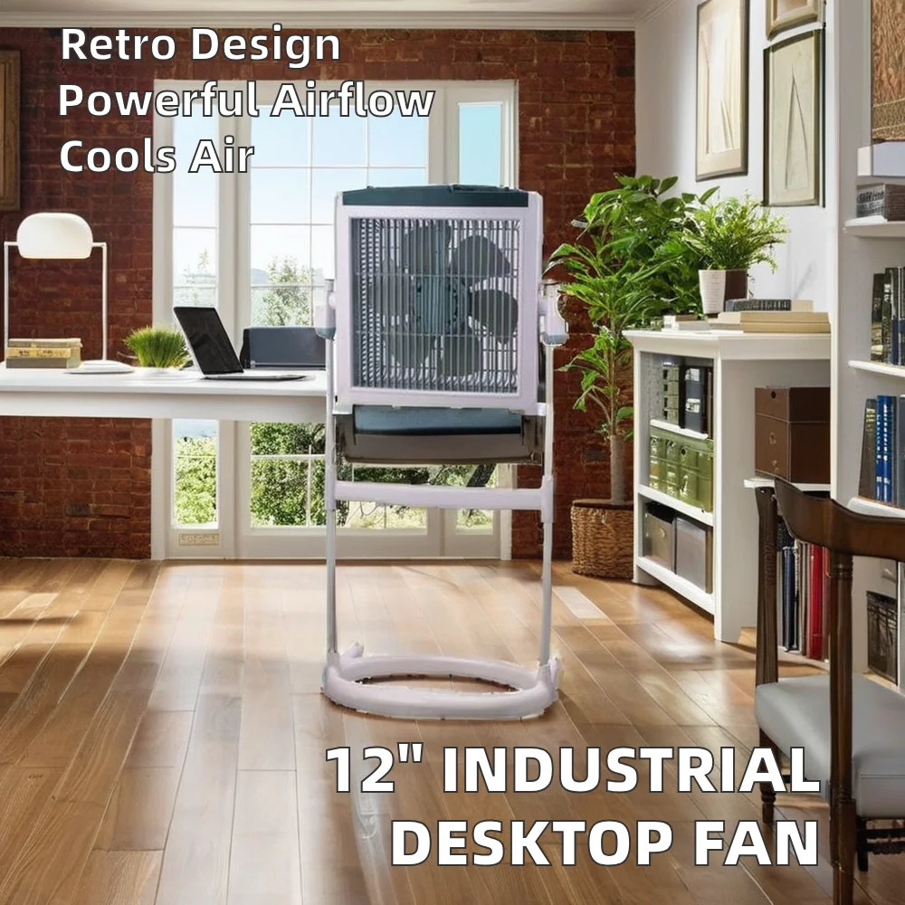 Wholesale 12-Inch Industrial Metal Box Fan Electric Mini Office Desktop Fan with Retractable Height Bracket Table Installation