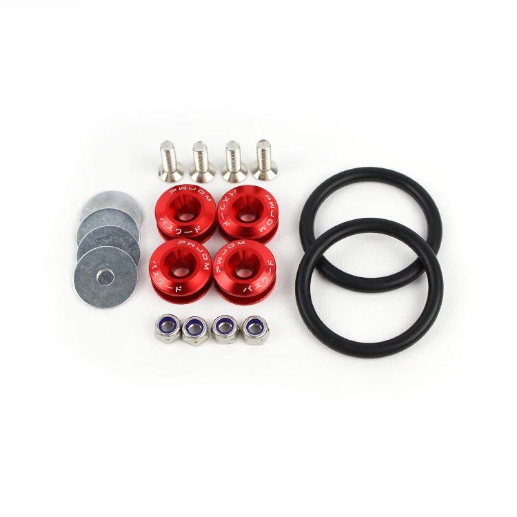 anodized Aluminum Car GM Bumper fastener Red Quick Release Fasteners Trunk Fender Hatch Lids Kit