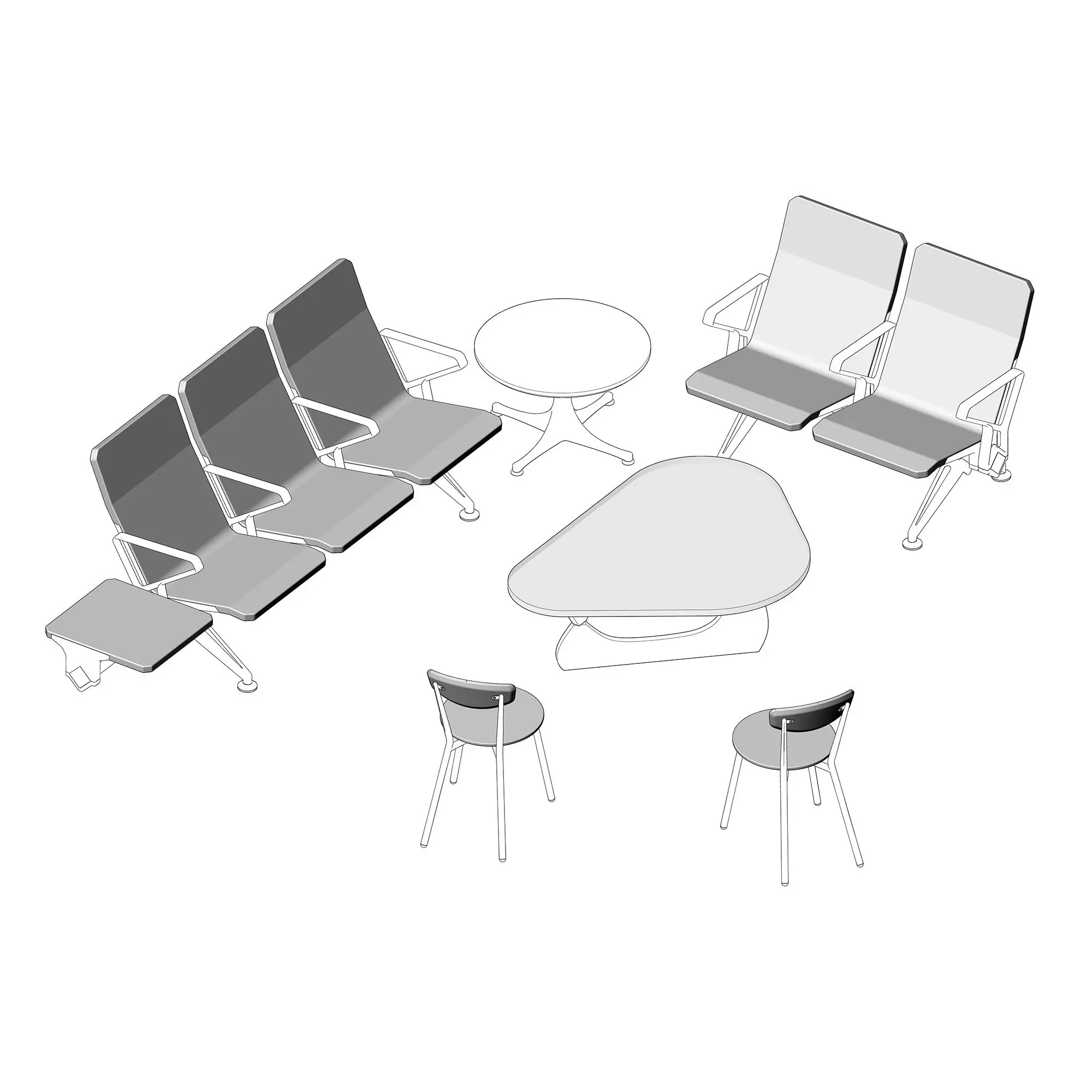 
 Airport transit station public area waiting chair and leisure chair  