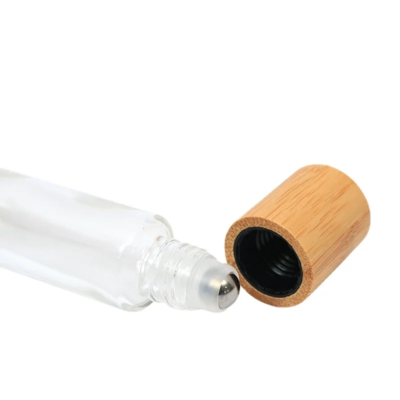 Bamboo Roll on Bottle 3/5/10ml Wood Roller Bottle Essential Oil Lip Gloss Refillable Tube Empty Wood/Glass Bottle Perfume