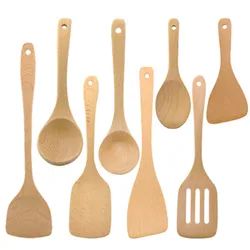 Hot-sale Natural Wooden Spoons Kitchen Utensils No Paint Wooden Soup Ladle/Rice spoon/Spatula for Cooking