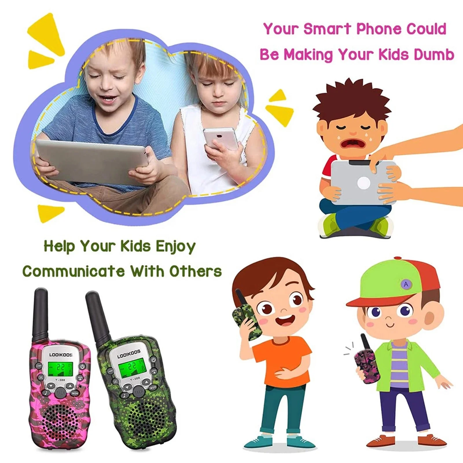 Two Way Smart Phone Range Radio Kids Toy Mini Mobile Wireless Walkie Talkie Celular 3km