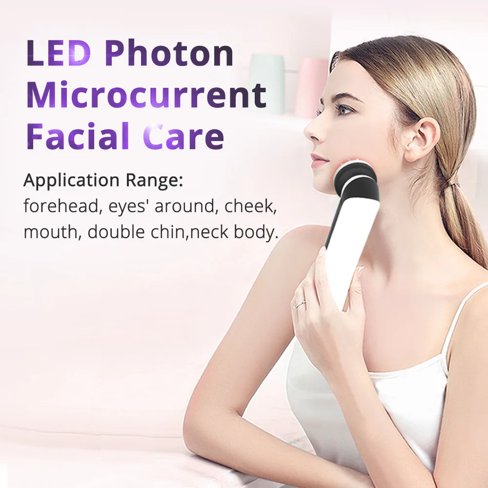 USA Stock 2 IN 1 Photon LED Skin Rejuvenation Photon Micro Current Faccial Whitening Massage Wrinkle Remove Beauty Device