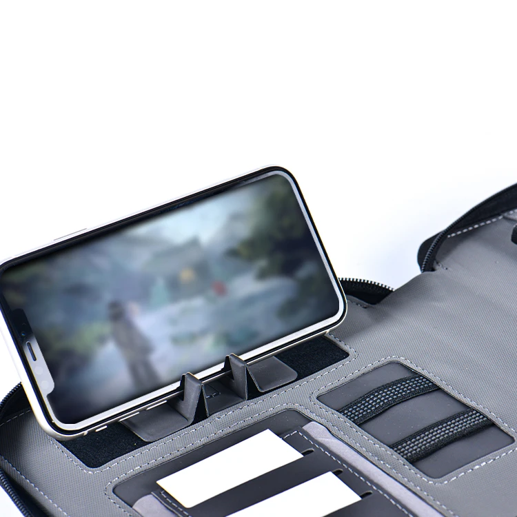 Vip Gift Pu Leather A5 Powerbank File Holder Document Print Logo Zipper Smart Powerbank Notebook Portfolio