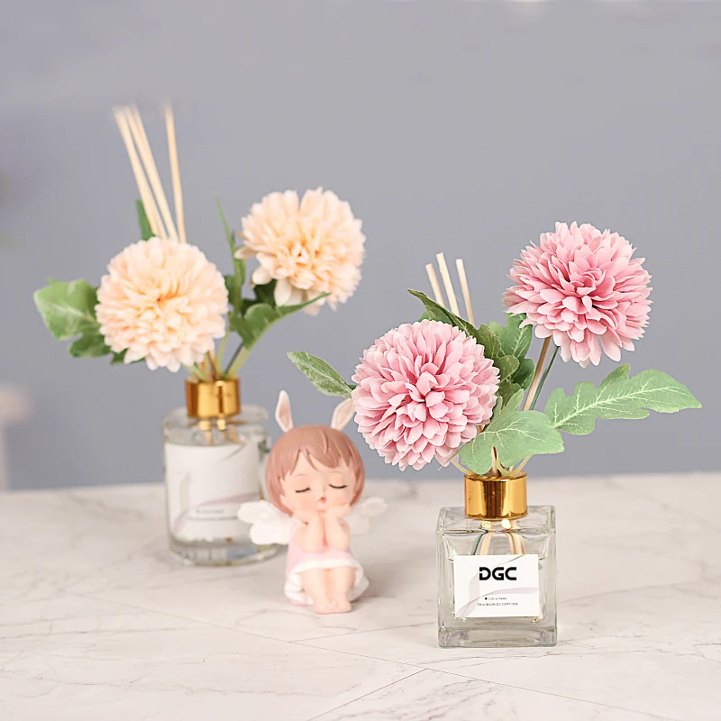 DGC New Reed Diffuser Set 50ml Square Glass Bottle Scent Fragrance Car Air Freshener  Reed Diffuser Dried Flower Perfume With St