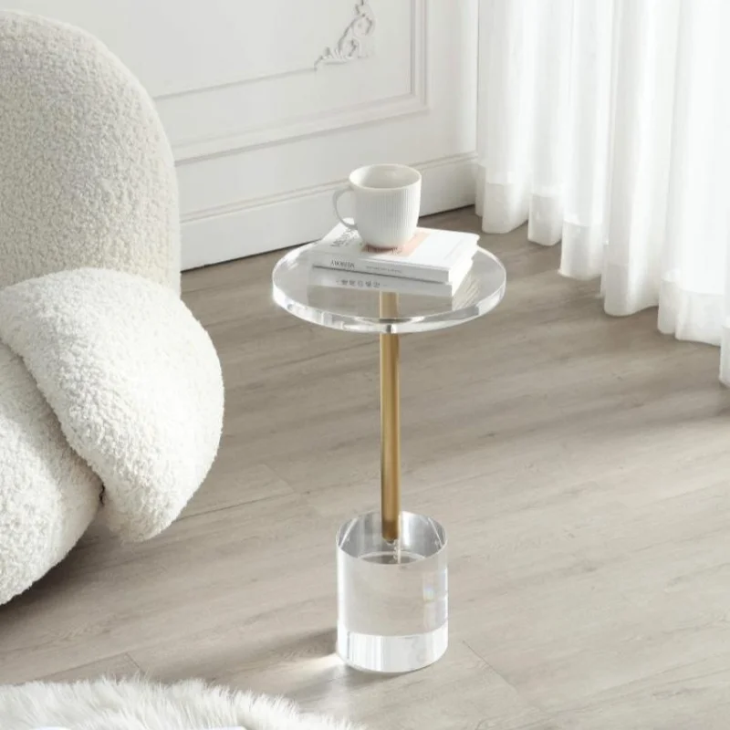 New Arrival Modern Light Luxury Style Transparent Lucite Acrylic Side Table with Golden Metal Rope for Home Decor