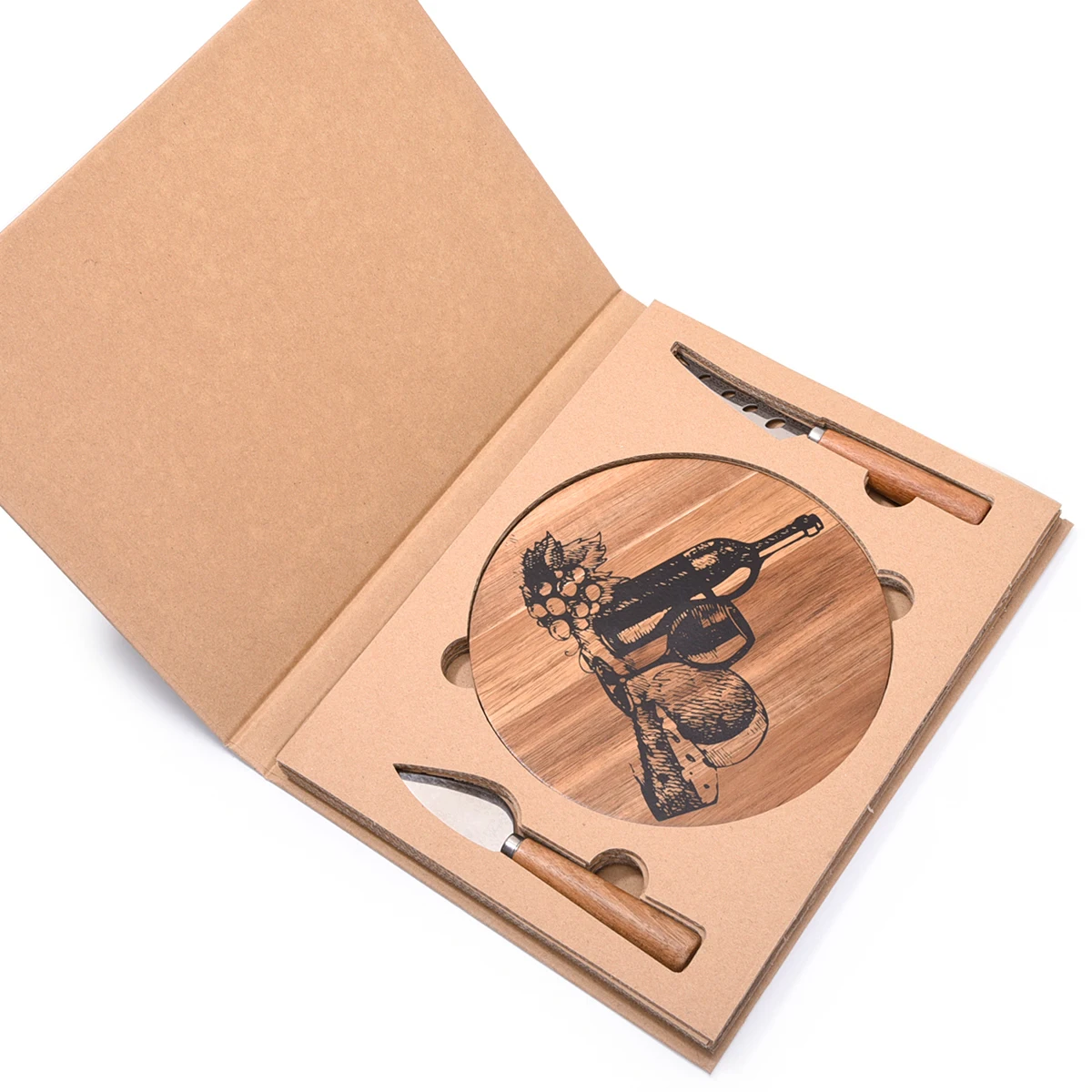 Gift Box Acacia Wood Bamboo Cheese Board and Knife set Charcuterie Platter Serving Wood Cheese Board